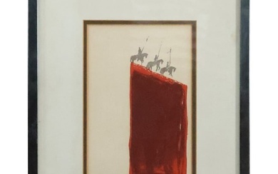 Nissan Engel, Abstract Graphic Lithograph Pencil Signed and Numbered #64/150, Framed