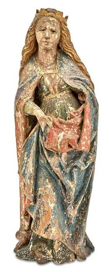 Northern European Polychrome Painted Wood Figure of