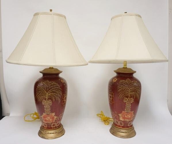 PAIR OF HAND PAINTED TABLE LAMPS