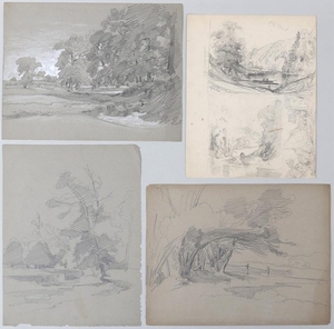 PETER MORAN, group of (4) landscape sketches, p/p. FR3SH