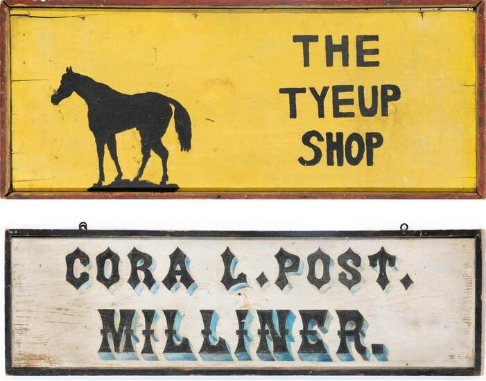 Painted Wood Trade Sign; Together with a Painted Wood