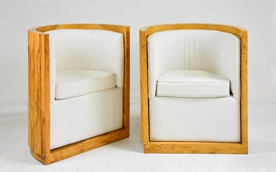 Pair Of Art Deco Style Barrel Back Chairs