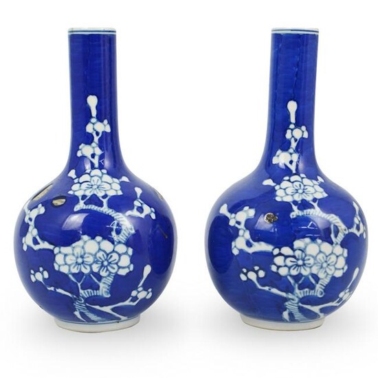Pair Of Chinese Blue and White Porcelain Vases