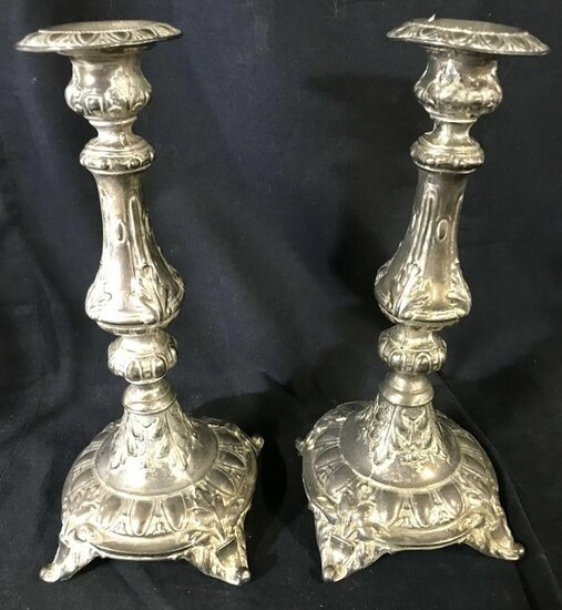 Pair Vintage Metal Candlestick Holders