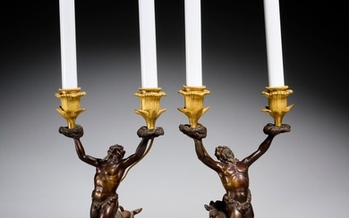 Pair antique Louis style XV Triton candelabra