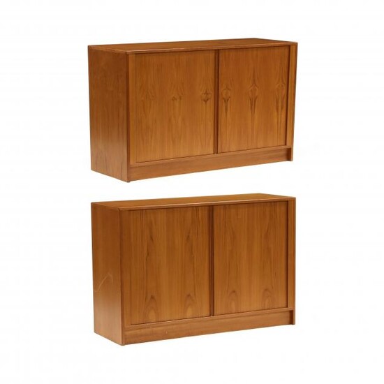 Pair of Danish Teak Tambour Cabinets