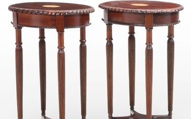 Pair of Federal Style Mahogany and Marquetry Side Tables