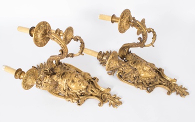 Pair of French Kolossal Rococo style wall candelabra (2)
