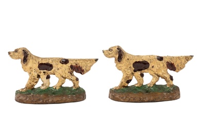 Pair of Hand-Painted Cast Iron Springer Spaniel Bookend