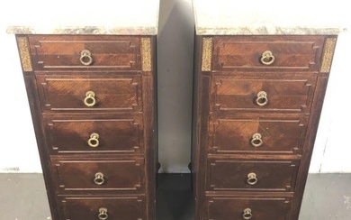 Pair of Louis XVI Style Marble top Chests