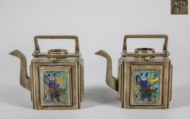 Pairs of Chinese Old Cloisonne on Brass Tea Pot