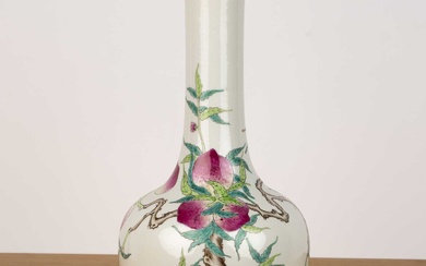 Peach decorated bottle vase Chinese, 20th Century with enamelled decoration,...