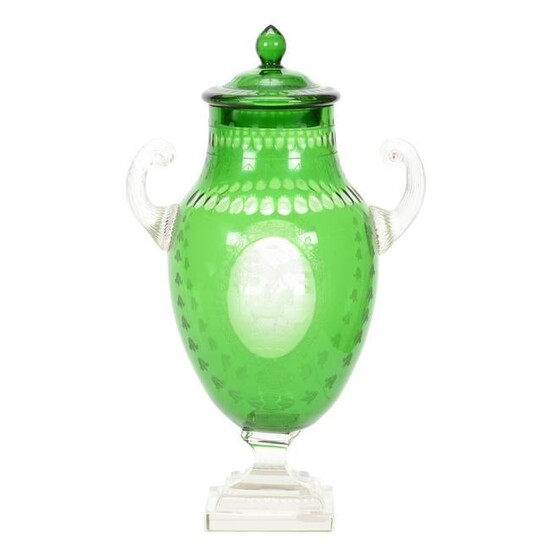 Pedestal Urn, Bohemian Art Glass