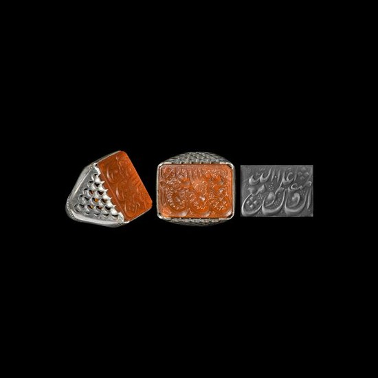 Persian Silver Ring with Calligraphic Gemstone