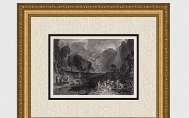 Pretty 1800s JMW TURNER Engraving "Goddess of Discord" SIGNED Gallery Framed COA