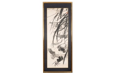 Qi Baishi ??? (1864-1957): 'Crabs and floating grasses', ink on paper