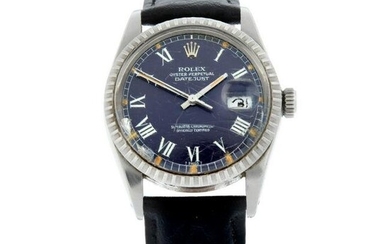 ROLEX - an Oyster Perpetual Datejust wrist watch. Circa 1985. Stainless steel case with engine