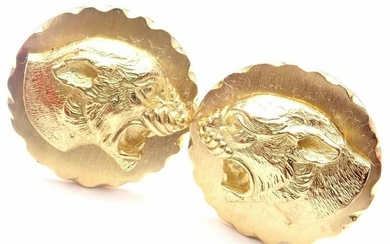 Rare! Authentic Van Cleef & Arpels 18k Yellow Gold Panther Panthere Cufflinks