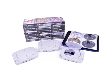 Retro Gaming - a collection of x3 vintage Sony PS1 Playstati...
