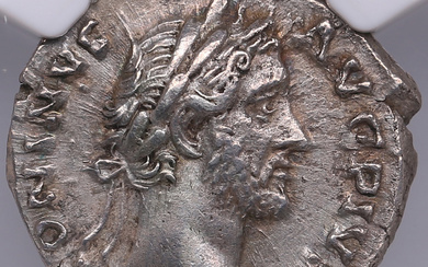 Roman Empire AR Denarius - Antoninus Pius (AD 138-161) - NGC AU