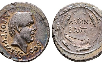 Roman Imperatorial, Albinus Bruti f., Rome, 48 BC. AR Denarius...