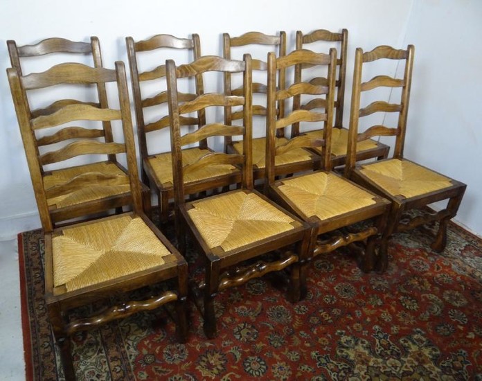 SET OF 8 LOUIS XIII STYLE PROVINCIAL CHAIRS