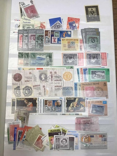 STAMPS ON STAMPS: Large stock book with the extensive mint &...