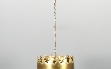 SVEND AAGE HOLM SORENSEN. A “Brutalist” ceiling lamp, patinated brass, second half of the 20th century, Denmark.