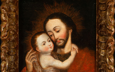 Saint Joseph with the Child in his arms, Cuzco colonial...