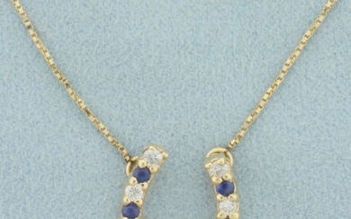 Sapphire and Diamond Lucky Horseshoe Necklace in 14k Yellow Gold