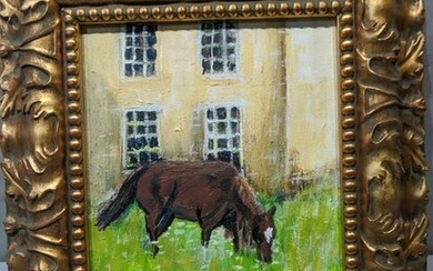 Signed G Binder Horse in Field Oil Painting