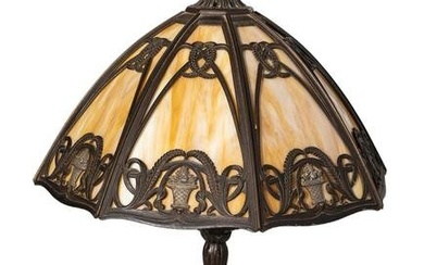 Slag Glass Art Nouveau Table Lamp