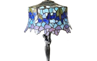 Stained Art Glass Wisteria Lady Table Lamp