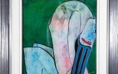 Theo Mackaay (1950), abstract painting of a female figure, oil...