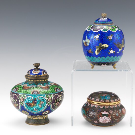 Three Chinese Enameled Lidded Vessels