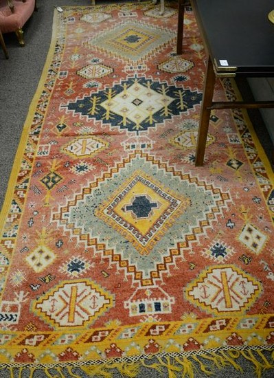Three piece lot to include Moroccan oriental area rug.