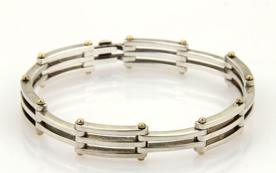 Tiffany & Co. Gatelink 925 Silver 18k Yellow Gold Section Link Bracelet