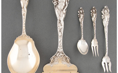 Twenty Reed & Barton Love Disarmed Pattern Silver Flatware Place and Serving Pieces (designed 1899)