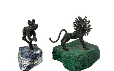 Two Bronze Mounted Animal Figures