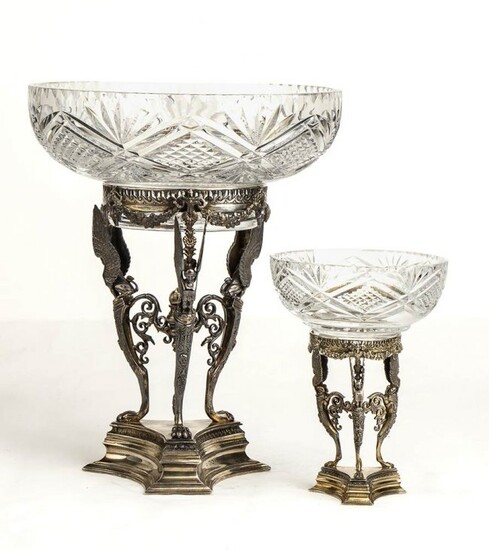 Two English sterling silver centrepieces - London