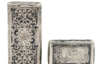 Two Russian Niello Silver Boxes