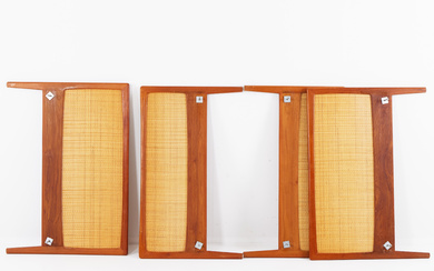 Two pairs of teak and rattan headboards, 1960s.
