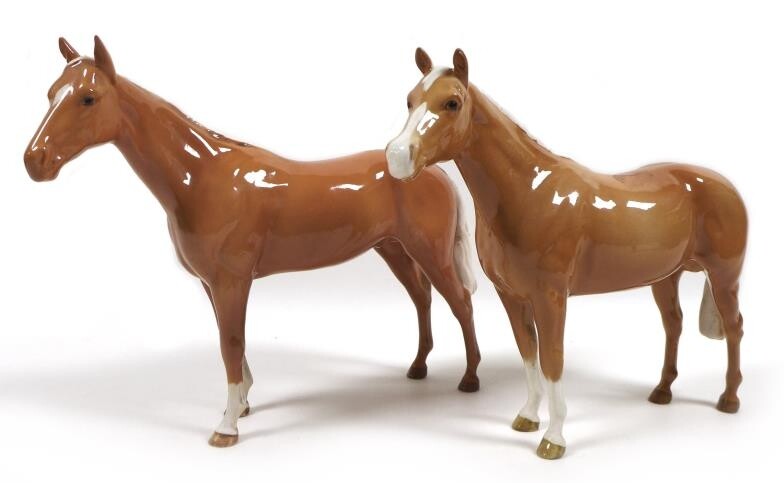 Two palomino Beswick horses, comprising '"Boris Roussel" Racehorse', second...