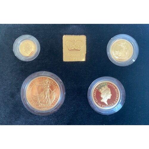 UK 1992 gold Proof Britannia collection including 1 ounce, ½...