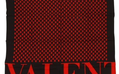 Valentino Vintage Red Black Silk Scarf