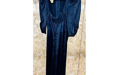 Vintage Biba black velvet dress with sweetheart neck and par...