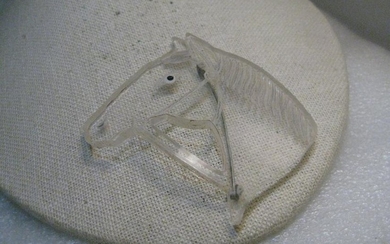 Vintage Carved Horse Head Brooch, Clear Lucite, 1940's