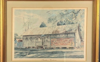 Vintage Framed LE Thrashers Warehouse Coca Cola Print