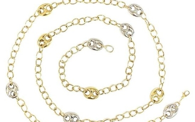 Vintage Yellow and White Gold Two Tone Chain Necklace