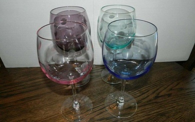 WATERFORD MARQUIS POLKA DOT CRYSTAL WINE GOBLET GLASSES Beautiful set of 4 Glasses Polka Dot